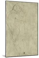 Lovers, Black Crayon (1908)-Gustav Klimt-Mounted Giclee Print