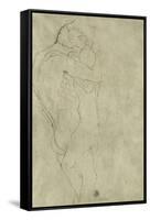 Lovers, Black Crayon (1908)-Gustav Klimt-Framed Stretched Canvas