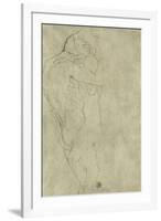 Lovers, Black Crayon (1908)-Gustav Klimt-Framed Giclee Print