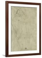 Lovers, Black Crayon (1908)-Gustav Klimt-Framed Giclee Print