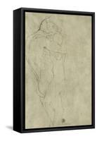 Lovers, Black Crayon (1908)-Gustav Klimt-Framed Stretched Canvas