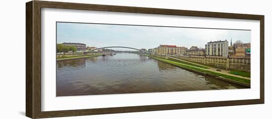 Lovers Bridge over a river, River Vistula, Krakow, Poland-null-Framed Photographic Print