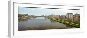 Lovers Bridge over a river, River Vistula, Krakow, Poland-null-Framed Photographic Print