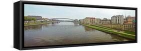 Lovers Bridge over a river, River Vistula, Krakow, Poland-null-Framed Stretched Canvas