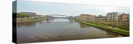 Lovers Bridge over a river, River Vistula, Krakow, Poland-null-Stretched Canvas