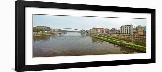 Lovers Bridge over a river, River Vistula, Krakow, Poland-null-Framed Photographic Print