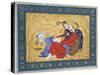 Lovers Embracing and Drinking Wine, India-null-Stretched Canvas