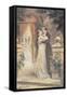 Lovers Embracing on a Terrace, Greeting Card, c.1900-null-Framed Stretched Canvas