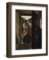 Lovers Espied by an Old Woman, (The Kiss)-Ferdinand Georg Waldmüller-Framed Giclee Print