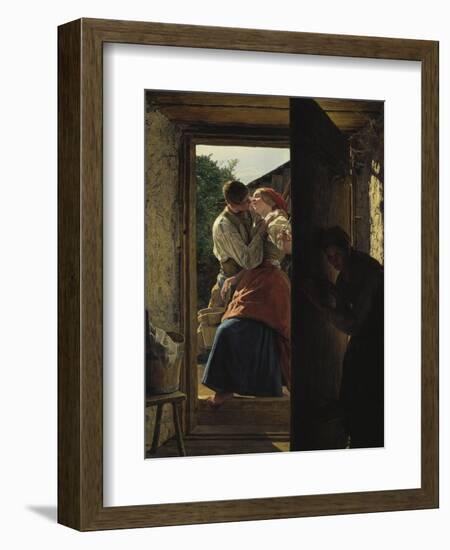 Lovers Espied by an Old Woman, (The Kiss)-Ferdinand Georg Waldmüller-Framed Giclee Print