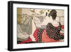 Lovers from the 'Poem of the Pillow' ('Uta Makura')-Kitagawa Utamaro-Framed Giclee Print