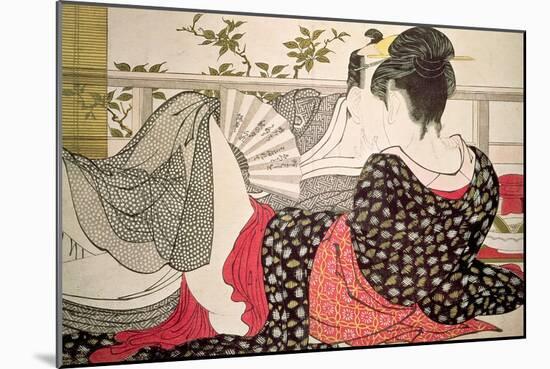 Lovers from the 'Poem of the Pillow' ('Uta Makura')-Kitagawa Utamaro-Mounted Giclee Print