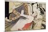 Lovers from the 'Poem of the Pillow'-Kitagawa Utamaro-Mounted Giclee Print