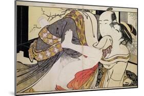 Lovers from the 'Poem of the Pillow'-Kitagawa Utamaro-Mounted Giclee Print