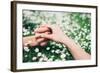 Lovers Holding Hands on Spring Flowers Field-Dirima-Framed Photographic Print