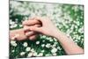 Lovers Holding Hands on Spring Flowers Field-Dirima-Mounted Photographic Print