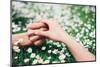 Lovers Holding Hands on Spring Flowers Field-Dirima-Mounted Photographic Print