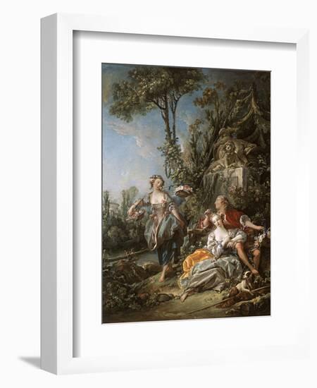 Lovers in a Park, 1758 (Oil on Canvas)-Francois Boucher-Framed Giclee Print