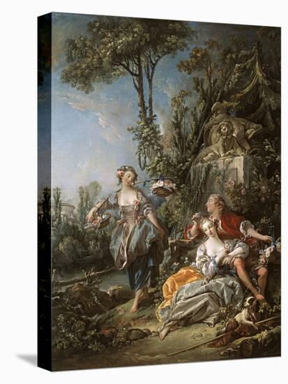 Lovers in a Park, 1758 (Oil on Canvas)-Francois Boucher-Stretched Canvas