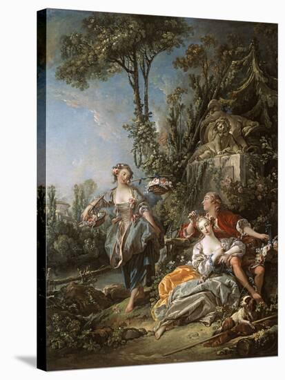 Lovers in a Park, 1758 (Oil on Canvas)-Francois Boucher-Stretched Canvas