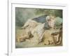 Lovers in a Park, 1865 (Watercolour)-Mihaly von Zichy-Framed Giclee Print