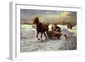 Lovers in a Sleigh-Alfred von Wierusz-Kowalski-Framed Giclee Print