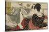 Lovers in an Upstairs Room, from Uta Makura ('Poem of the Pillow'), a Colour Woodblock Print-Kitagawa Utamaro-Stretched Canvas