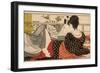 Lovers in an Upstairs Room, from Uta Makura ('Poem of the Pillow'), a Colour Woodblock Print-Kitagawa Utamaro-Framed Art Print