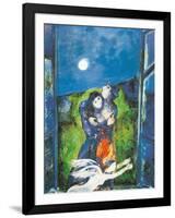 Lovers in Moonlight-Marc Chagall-Framed Art Print