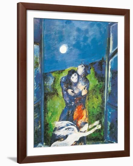 Lovers in Moonlight-Marc Chagall-Framed Art Print