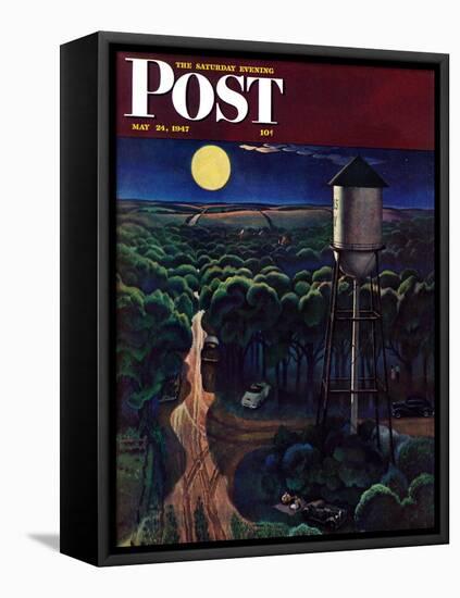 "Lovers' Lane, Falls City, Nebraska," Saturday Evening Post Cover, May 24, 1947-John Falter-Framed Stretched Canvas