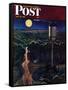 "Lovers' Lane, Falls City, Nebraska," Saturday Evening Post Cover, May 24, 1947-John Falter-Framed Stretched Canvas