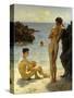 Lovers of the Sun-Henry Scott Tuke-Stretched Canvas