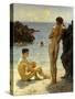 Lovers of the Sun-Henry Scott Tuke-Stretched Canvas