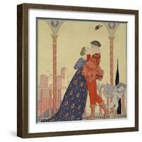 Lovers on a Balcony-Georges Barbier-Framed Giclee Print