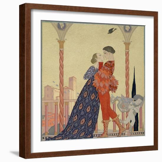 Lovers on a Balcony-Georges Barbier-Framed Giclee Print