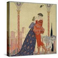 Lovers on a Balcony-Georges Barbier-Stretched Canvas
