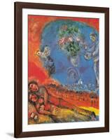 Lovers on a Red Background-Marc Chagall-Framed Art Print