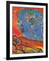 Lovers on a Red Background-Marc Chagall-Framed Art Print