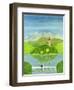 Lovers on the Bridge with Snow-Capped Mountains-Mark Baring-Framed Giclee Print