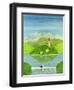 Lovers on the Bridge with Snow-Capped Mountains-Mark Baring-Framed Giclee Print