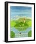 Lovers on the Bridge with Snow-Capped Mountains-Mark Baring-Framed Giclee Print