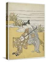 Lovers Playing the Same Shamisen as a Mitate of Emperor Xuanzong and Yang Guifei, C. 1767-Suzuki Harunobu-Stretched Canvas