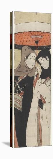 Lovers Sharing an Umbrella, C. 1770-Suzuki Harunobu-Stretched Canvas