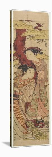 Lovers under a Pine Tree with Broom, C. 1771-Isoda Koryusai-Stretched Canvas