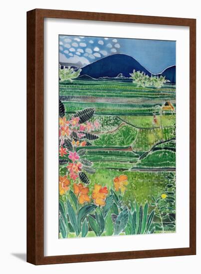 Lovina Ricefields with Lilies and Frangipani, Bali, 1996-Hilary Simon-Framed Giclee Print