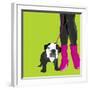 Loving Bulldog (green)-Puntoos-Framed Art Print