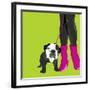 Loving Bulldog (green)-Puntoos-Framed Art Print