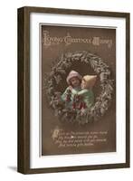 Loving Christmas Wishes - Little Kids Embracing-Lantern Press-Framed Art Print