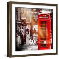 Loving Couple Kissing and Red Telephone Booth - London - UK - England - United Kingdom - Europe-Philippe Hugonnard-Framed Photographic Print